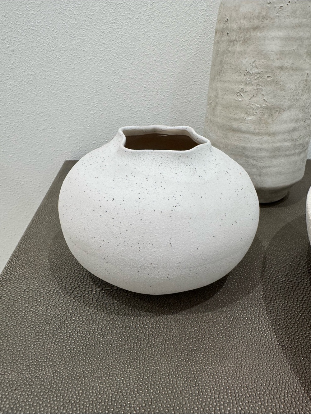 Handcrafted White Speckled Ceramic Vase - Home Art